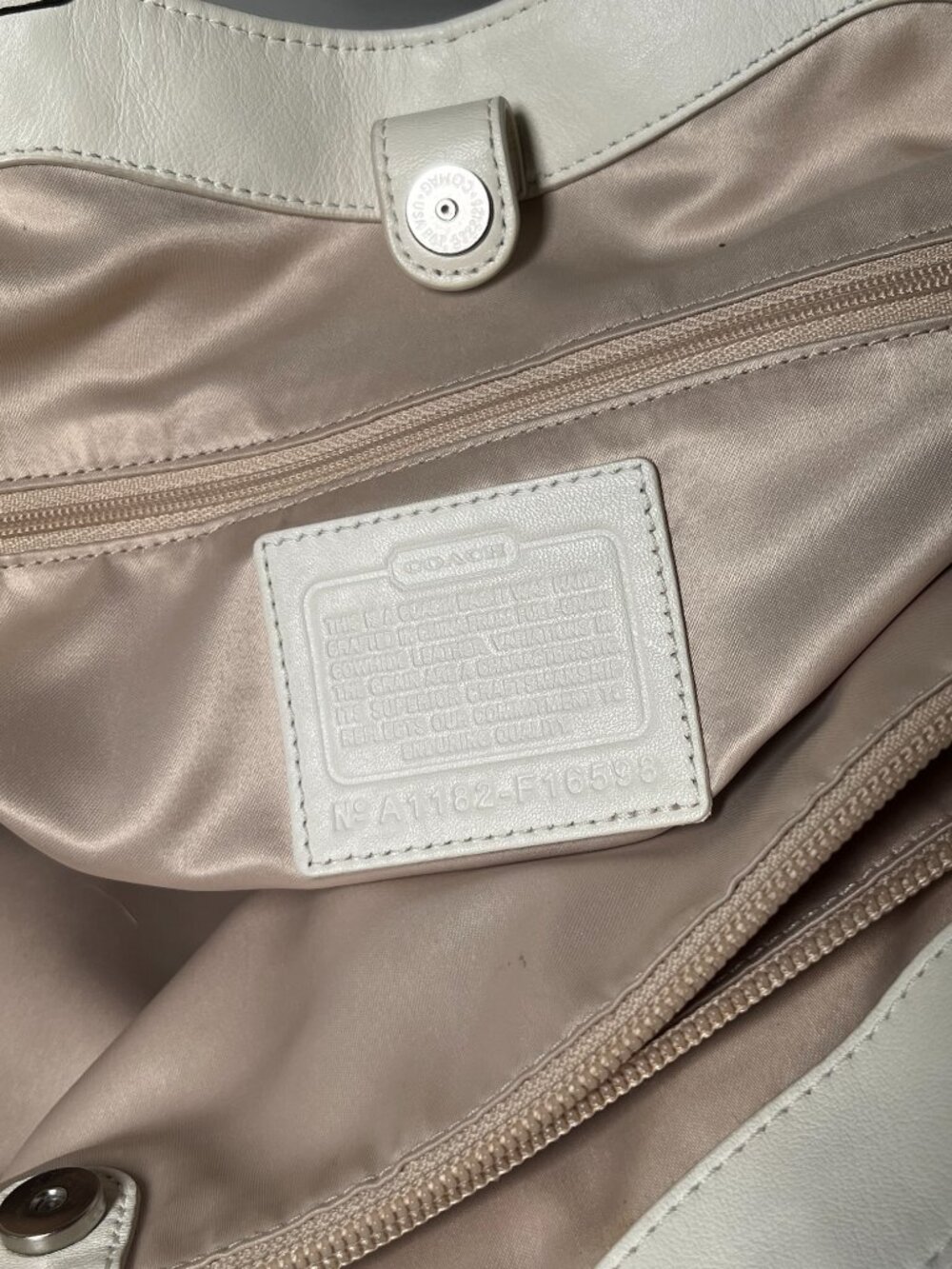 Coach Ivory Leather Op Art Perforated Tote Bag F16598 - Picture 12 of 15